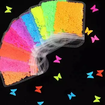 1 Taška Fluorescencie Motýľ Nail Art Lesk Vločky Lete Neon Pigment Srdce Flitrami Gél Manikúra DIY Nechtov Dekorácie
