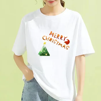 Dámske tričko Vtipné Vianočné Správu Tlače Tees 90. rokov Ulzzang Harajuku Grafický O Krk Bežné Žien Top Clothings