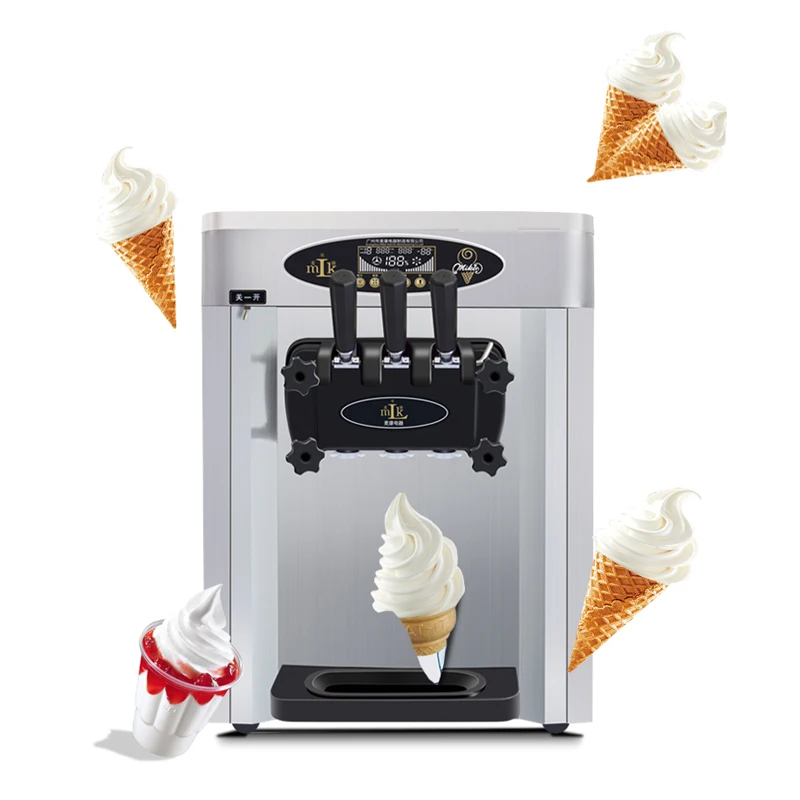 1800W Ice cream maker 3 Príchute Soft Ice cream stroj 25 L/H Žltá/Ružová/Nerez Jogurt zmrzlina R22/R410 CE