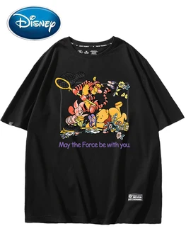 Disney Módne Medvedík Pú Medveď Tigger Ošípaných Kvet, List Karikatúra Tlače T-Shirt Ženy Unisex Páry Tee Topy 15 Candy Farby