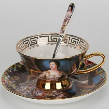 Retro Palác Európskej kosti čína šálku kávy tanier, high-grade British keramická šálka popoludňajší čaj hrnček, tanier, sada Queen ' s Cup CL092