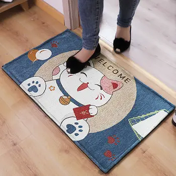 Roztomilý Kreslený Mačka Koberec Obdĺžnikový Non-Slip Spálne, Kúpeľňa Dvere Mat