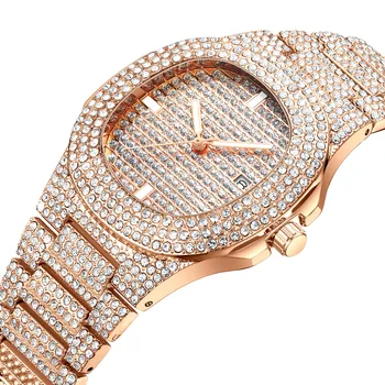 Nové Luxusné Módne Náramkové Diamond Bling Quartz Drahokamu Zlaté Hodinky Dámske Náramkové Hodinky Relogio Feminino