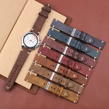 18 mm 20 mm 22 mm 24 mm pravá Koža Watchband Popruh Ručné Vintage Dizajn Šijacia Zápästí Náramok Teľacina Popruh