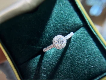 Skutočný Diamant Výtvarného Krúžku 18k Biele Zlato 0.3 carat FG farbu SI Okrúhly Rez Prírodné Diamantový Zásnubný Prsteň strane Kameňa 0.277 ctw