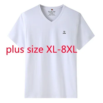 Nový Príchod Super Veľké Letné Muži Móda Bežné Krátky Rukáv Pletené V-neck T Shirt Plus Veľkosť XL, 2XL 3XL 4XL 5XL 6XL 7XL 8XL