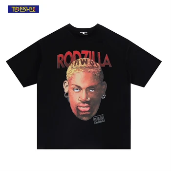 Letné Ulice, Hip Hop T-Shirt Mužov Dennis Rodman Grafické Tlače T-Shirt Módne Voľné Nadrozmerné Bavlna T-Shirt 2022 O-Neck Tee Top