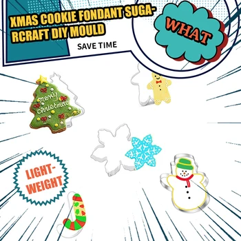 5 Ks/Set Vianočné Sušienky Razba Formy Fondant Cookie Cutter Nehrdzavejúcej Ocele Cookies Plesne Strany Dezert DIY Pečenie Nástroj
