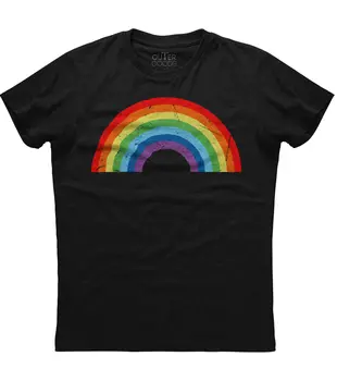 Rainbow, Tričko Retro Vintage Štýl 80. rokov Mens Krátke O-Krku Bavlnené Tričko Mužov Bežné Krátke Tričká Topy Harajuku Streetwear