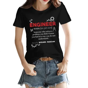 Klasické Inžinier pre Humor Definícia, Základné Kolo krku T-shirt Čierna Zábavné Sarkastický FreshTops Tees Európskej Veľkosť