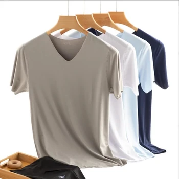 Nové pánske Sexy Ice Hodváb T-Shirts Farbou Muž Transparentné Quick-dry Kulturistike tvaru, Krátke Rukávy Tenké tričko Topy Plus