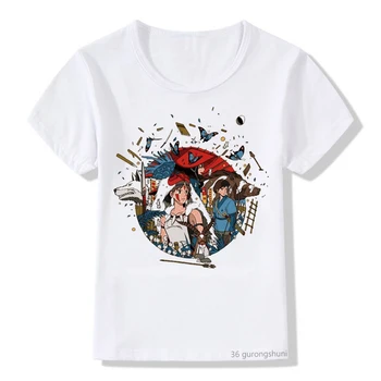 Deti, Oblečenie pre Chlapcov a Dievčatá T-shirt Anime Ghost Princezná Mononoke Cartoon Tlač Tričko Unisex Letné Topy Deti Oblečenie