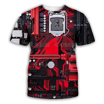 Elektronického Čipu, Hip-Hop Mužov A Žien v Plnom 3D Tlač-Krátke Rukávy T-Shirt Harajuku Punk Štýl Mužov Vzor Prispôsobenie