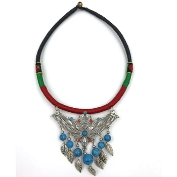 Nový vintage šperky vyrábané ručne choker náhrdelník etnický štýl collier korálky strapec prívesok vyhlásenie choker Náhrdelník pre ženy