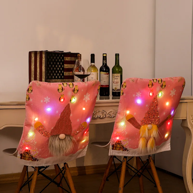 1pcs Vianočné Stoličky Kryt Ružový Svetelný Rudolf Tabuľky, Stoličky Stolice Kryt Domáce Dekorácie (bez Batérie)