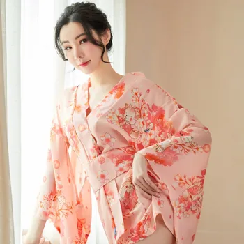 Top Fahion Žien Sexy Domov Župan Nightdress Medveď Tlač Kimono Vyhovovali Európskych A Amerických Erotická Bielizeň