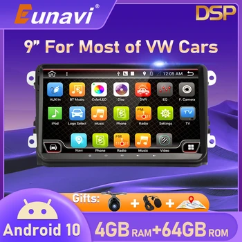 Eunavi 2 DIN Android Multimediálne autorádio s GPS Pre VW Passat B6 CC Polo GOLF 5 6 Touran Jetta Tiguan Magotan Sídlo 2Din Vedúci jednotky