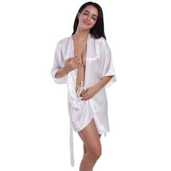 Ženy Sexy tvaru Šaty, Šaty S-XXL Svadba Nevesta Voľné Župan Faux Hodváb Mini Sleepwear Bežné oblečenie pre voľný čas Tlače Pyžamo Odev