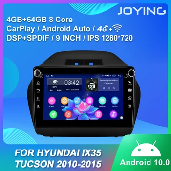 JOYING Android 10.0 1 din 9-palcový autorádia auto stereo Pre HYUNDAI IX35 Tucson 2010-2016 autoradio auto audio, 4GB+64GB DSP