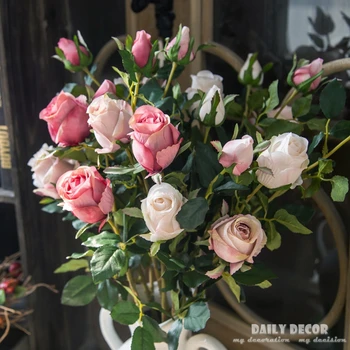 vysoká simulácia dlhé stonky 2 hlavy hodváb ruže falošné dekoratívne ruže, kvety, umelé ruže kvet hodvábnej veľkoobchod 10pcs /veľa