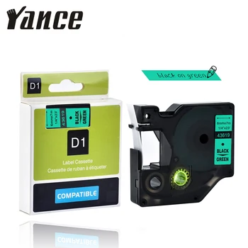 Yance Kompatibilné Dymo D1 label maker stroj, tlačiareň 43619 6 mm čierna na zelený štítok pásky pre DYMO label printer 160 280 DYMO PNP