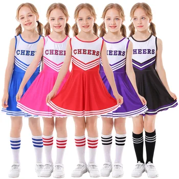 Roztomilý Dievčatá Cheerleaders Cosplay Kostým Futbal, Detské Šaty Až na Halloween Kostýmy pre Deti