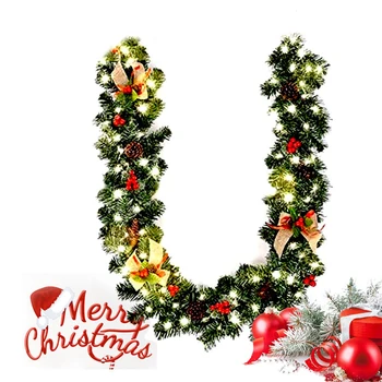 1.8 M Vianočný Dekor Ratan Umelý Kvet, Strom Ornament Vonkajší Veniec Veniec Borovicové Šišky Prívesok Bowknot Strana Dodávky
