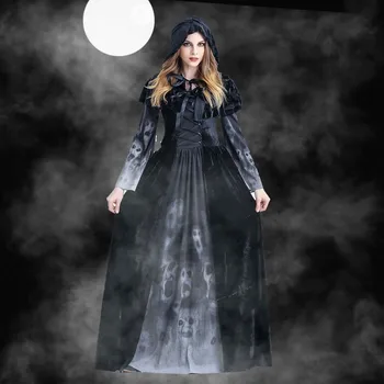 Halloween Strašidelné Cosplay Kostýmy Pre Ženy Ghost Čarodejnice Kostým, Rekvizity Stredoveké Gotické Šaty Sady Upír Oblečenie Horor Oblek