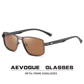 AEVOGUE slnečné Okuliare Mužov 2020 Námestie Retro Polarizované Nit Kovový Rám Dizajn Značky Slnečné okuliare UV400 AE0760