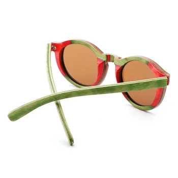 Nový Produkt Kolo Dreva Sunglassse pre Mužov a Ženy Polarizované Šošovky UV400 Zelená Rám z Skateboard dreva