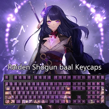 Genshin Vplyv Keycaps Raiden Shogun Mechnical Klávesnice Pbt Cherry 104 108 Kľúče Pbt Anime Keycap Cosplay Príslušenstvo Otaku