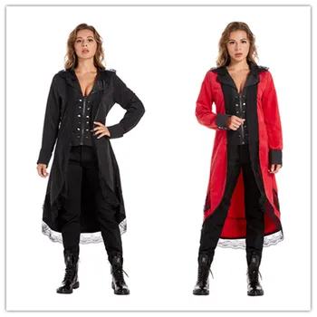 Dospelé Ženy, Gotický Viktoriánskej Tailcoat Bunda Steampunk Stredoveké Cosplay Kostým Pirát Viking Renesancie Formálne Smoking Coats