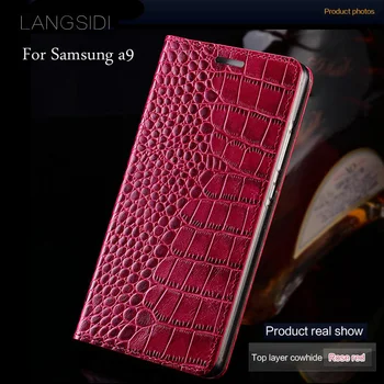 Luxusné značky mobilný telefón prípade originálne kožené krokodíly Ploché štruktúry telefón puzdro Pre Samsung Galaxy a9 ručné telefón prípade