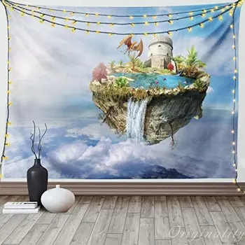 Fantasy Island S Dračí Hrad Tower Vodopád A Prevrátený Horských V Priestore Obrazu Stene Visia Pre Spálne, Obývacia Izba Koľaji