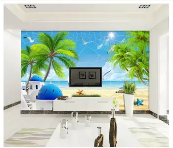 Vlastné foto tapety na steny 3 d Stredomoria nástenné maľby strom prímorské pláže 3d tv pozadí steny papiere pre obývacia izba dekor