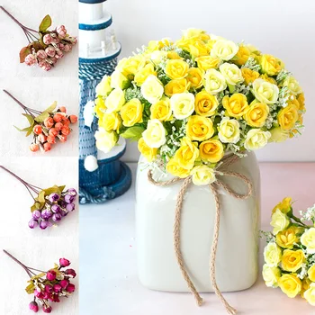 1Pcs 15 Hlavy Malé Hodvábne Rose Umelé Kvety Pre Domáce Jedálenský Stôl Výzdoba Svadby, Narodeniny, Party Ornament