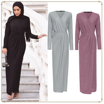 Pure-farba Elegantné Moslimských High-grade Crystal Flexibilné Flash Pletené Šaty