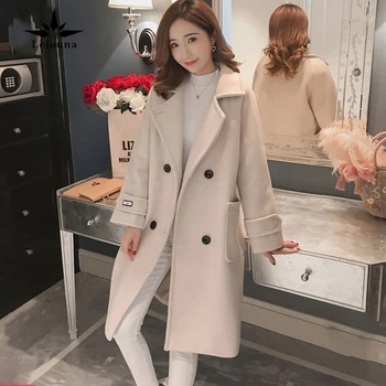 Leiouna Dlhé Pevné Bežné Slim 2020 Nová Móda Jeseň Ženy Kórejský Vlny Kabát Dámske Kabáty Singel Svojim Teplé Zimné Jakects