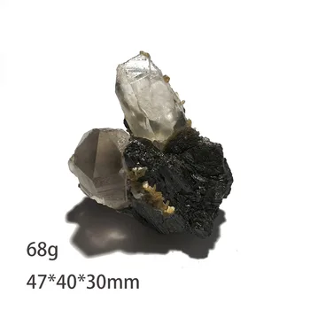 68 g C2-2 Prírodného Kremeňa Wolframite Fluorite Minerálne sklo Vzor Z Yaogangxian PROVINCII Chunan ČÍNA