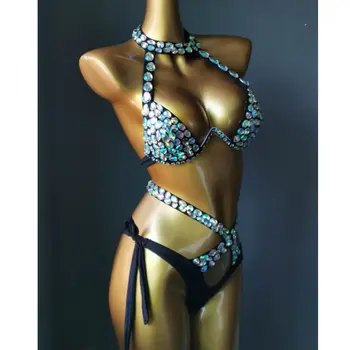 2021 venuša dovolenku na krištáľovo bikini set-diamond plavky drahokamu plavky bling kamene, plavky, plážové oblečenie