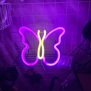 LED Motýľ Neon nočné svetlo Prihláste sa Domov Svadobné Party Dekorácie, Závesné Neónové Lampy, Vianoce, Narodeniny Dekor Noc Lampa Darček