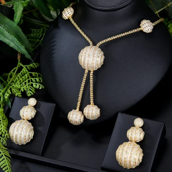 Soramoore Kvalitné Luxusné 2PC Náhrdelníky Náušnice Nastaviť Šperky Set Pre Ženy, Svadobné Party Plnej Zirkón Dubaj Svadobné šperky Set