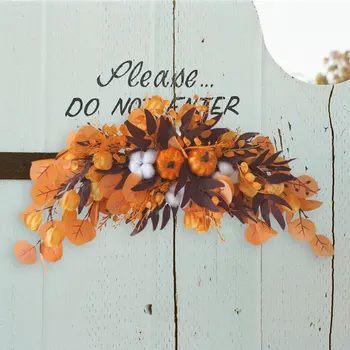 Javorový List Umelé Jeseň Swag Halloween Kvet A Tekvica Simulácia Svadobné Arch Wall Garden Vďakyvzdania Dekorácie Bavlna