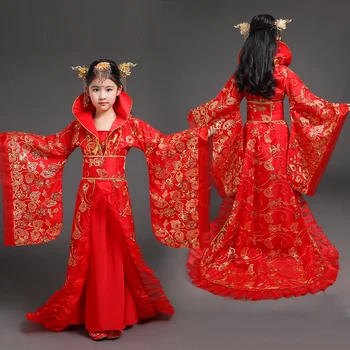 červená kráľovná šaty pre dievčatá starovekej čínskej dynastie oblečenie festival cosplay princezná dlhé šaty tang oblečenie