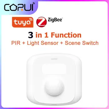 CORUI Zigbee Tuya Wifi Ľudských Infračervený Senzor Mini PIR S Svetelný Senzor Prepínač Scény Prepínač Funkcie Scène Schakelaar Smart Home