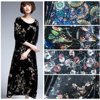 145 cm úsek velvet textílie meter digitálna tlač velvet textílie materiál cheongsam šaty butterfly textílie veľkoobchod handričkou