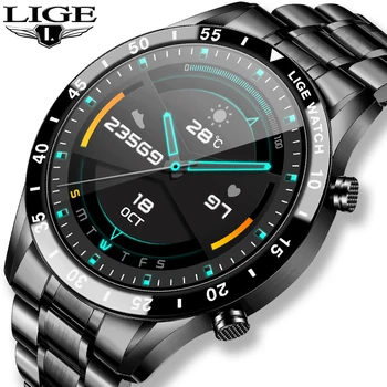 LIGE 2020 Nové Inteligentné Hodinky Pánske Celej Dotykovej Obrazovky a Šport Fitness Smart Hodinky Srdcovej frekvencie Monitorovanie Krvného Tlaku smartwatch mužov