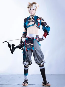 Hra Genshin Vplyv Gorou Cosplay Kostým Mužov Combat Uniform Fox Parochňu Hot Anime Strany Halloween Ženy Úlohu Hrať Oblečenie