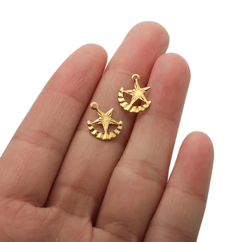 50pcs/veľa Surového Mosadz Moon Star Charms Razba jednootvorová Prívesok pre DIY Šperky, Náhrdelníky Náušnice Ručné Remeslo, Takže