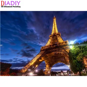 5D Kolo Diamond Maľovanie Cross Stitch Eiffell Veža Scenérie Plné Námestie Diamond Mozaiky Výšivky Paríž Obraz Kamienkami